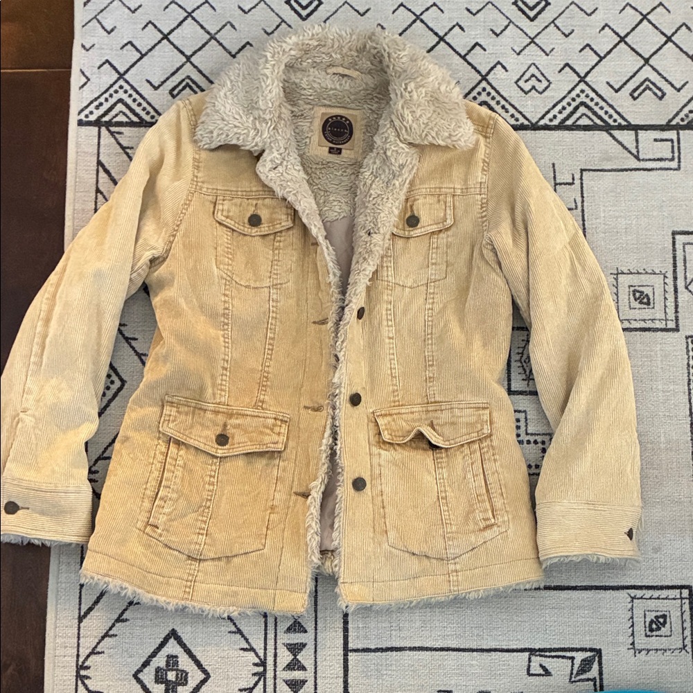 Vintage Y2K Tan Sherpa-Lined Jacket